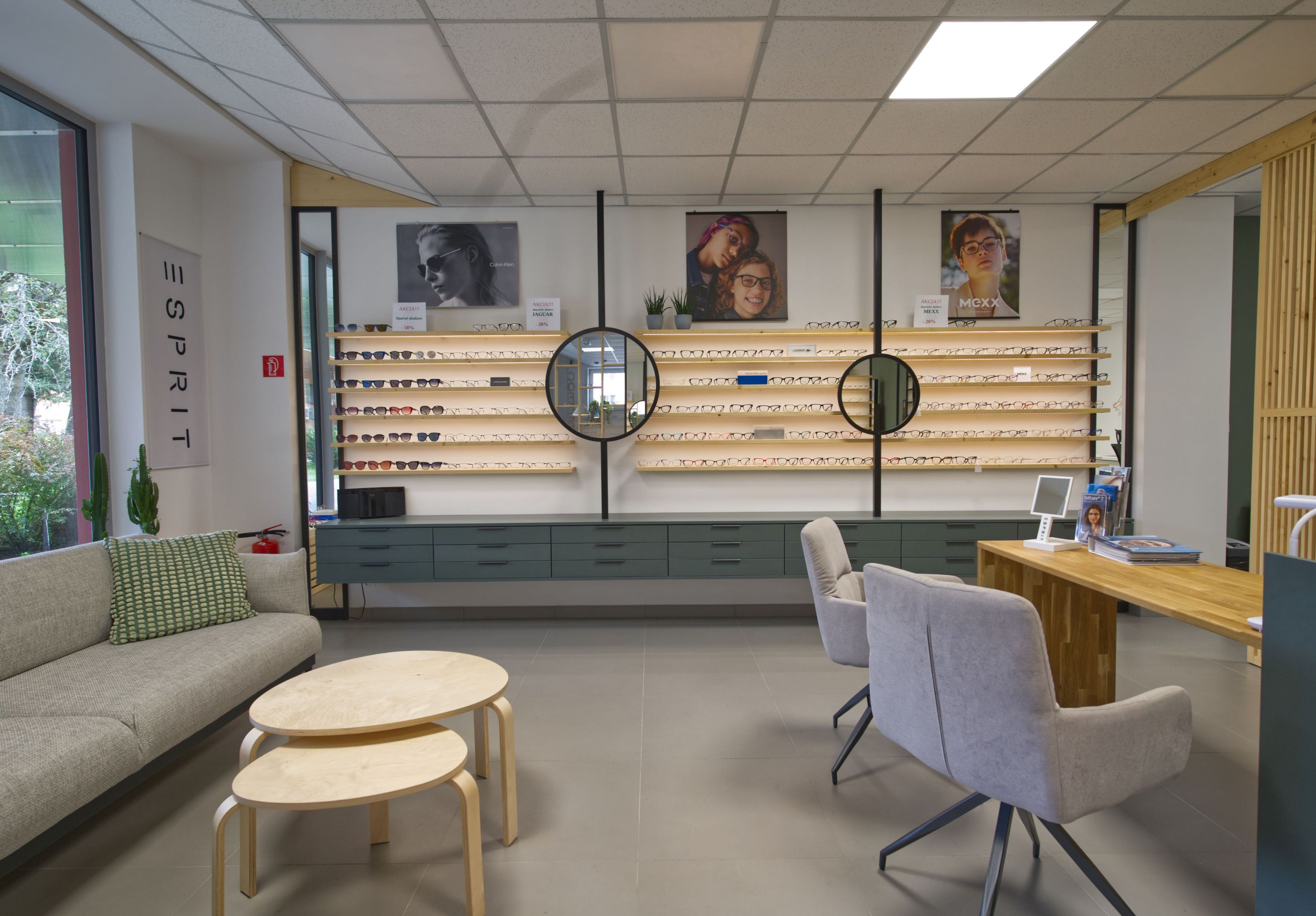 Image inside the opticians showing the interior with customer space.